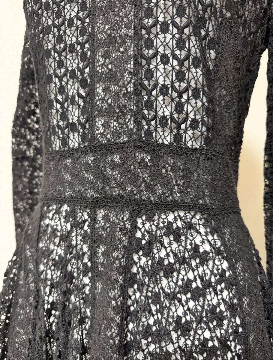 Christian Dior ディオール　総レース　ロングドレス　長袖　ブラック　ワンピース　Aライン　クリスチャンディオール　DIOR