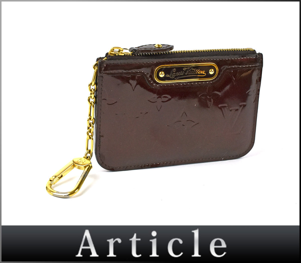 234982□ LOUIS VUITTON ヴィトン モノグラム アンプラント ポシェットクレNM コインケース M93557 ヴェルニ アマラント 赤紫/ C
