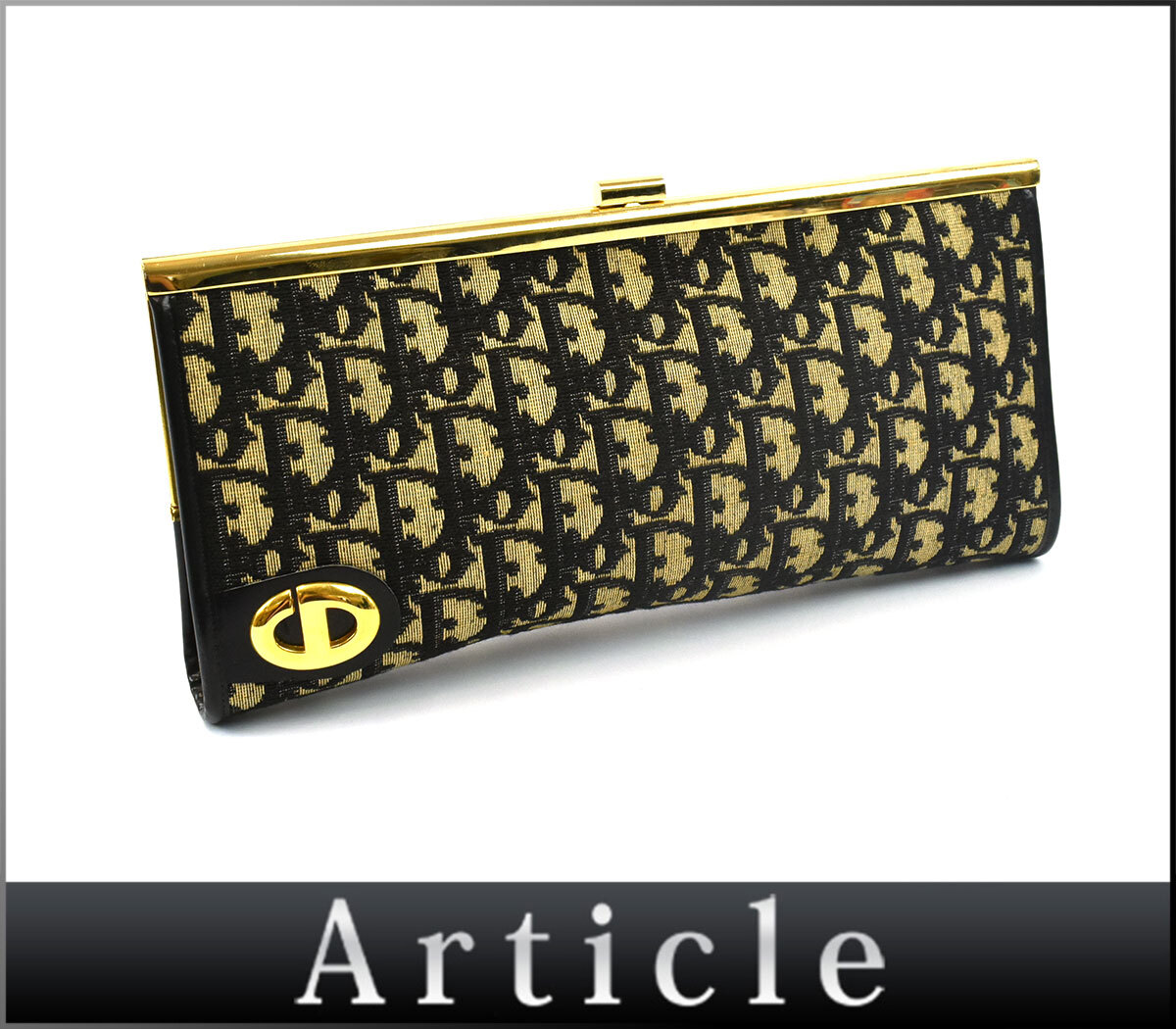 235225◆ Christian Dior ディオール トロッター柄 CDロゴ セカンドバッグ クラッチバッグ キャンバス レザー ベージュ ブラック/ B