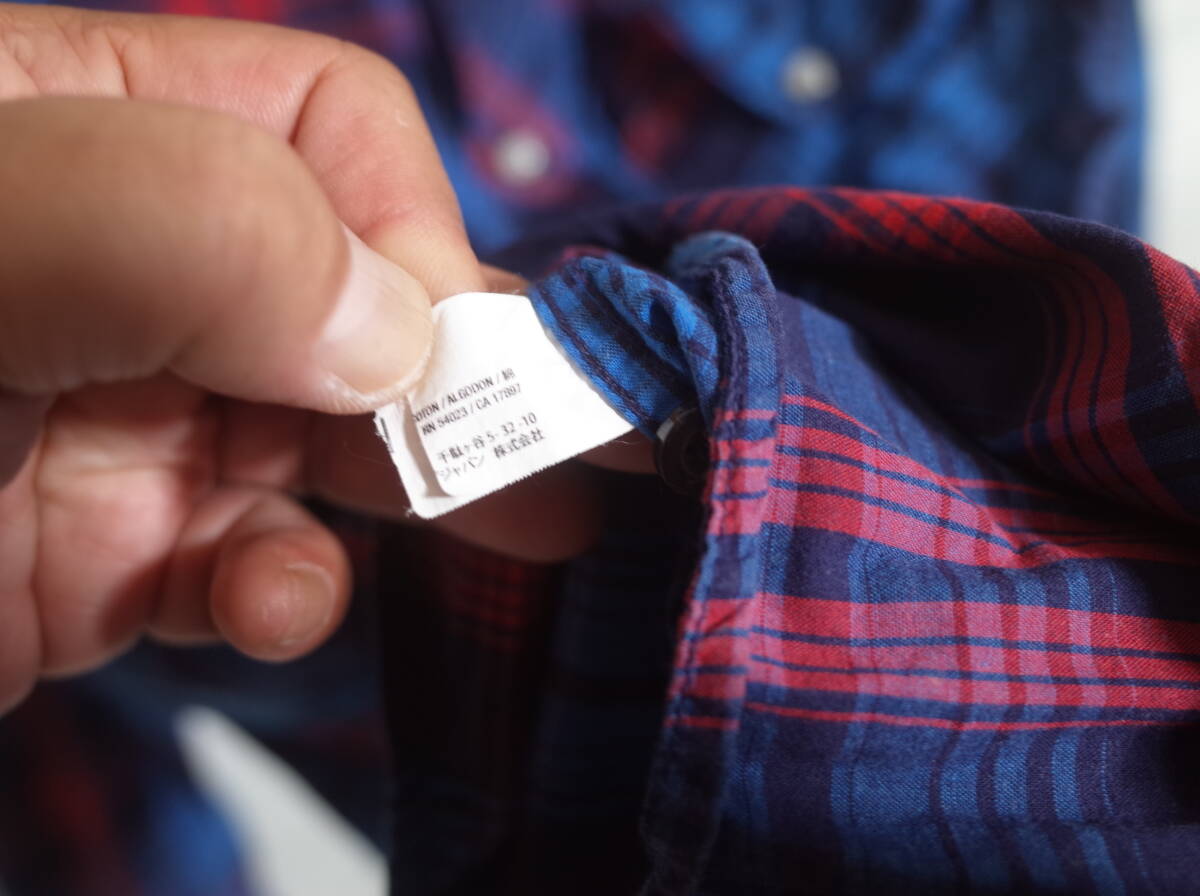 メンズ pm971 OLD NAVY オールドネイビー チェック柄 長袖 シャツ L ネイビー系 紺系 ネコポス可_画像5
