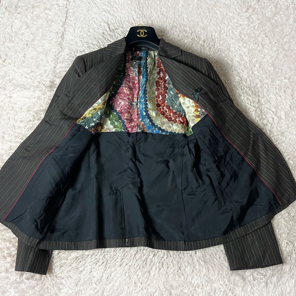 Paul Smith BLACK ポールスミス パンツスーツ ビジネススーツ セットアップ フォーマル 大きいサイズ ピンストライプ ブラウン 茶色 40 L_画像4