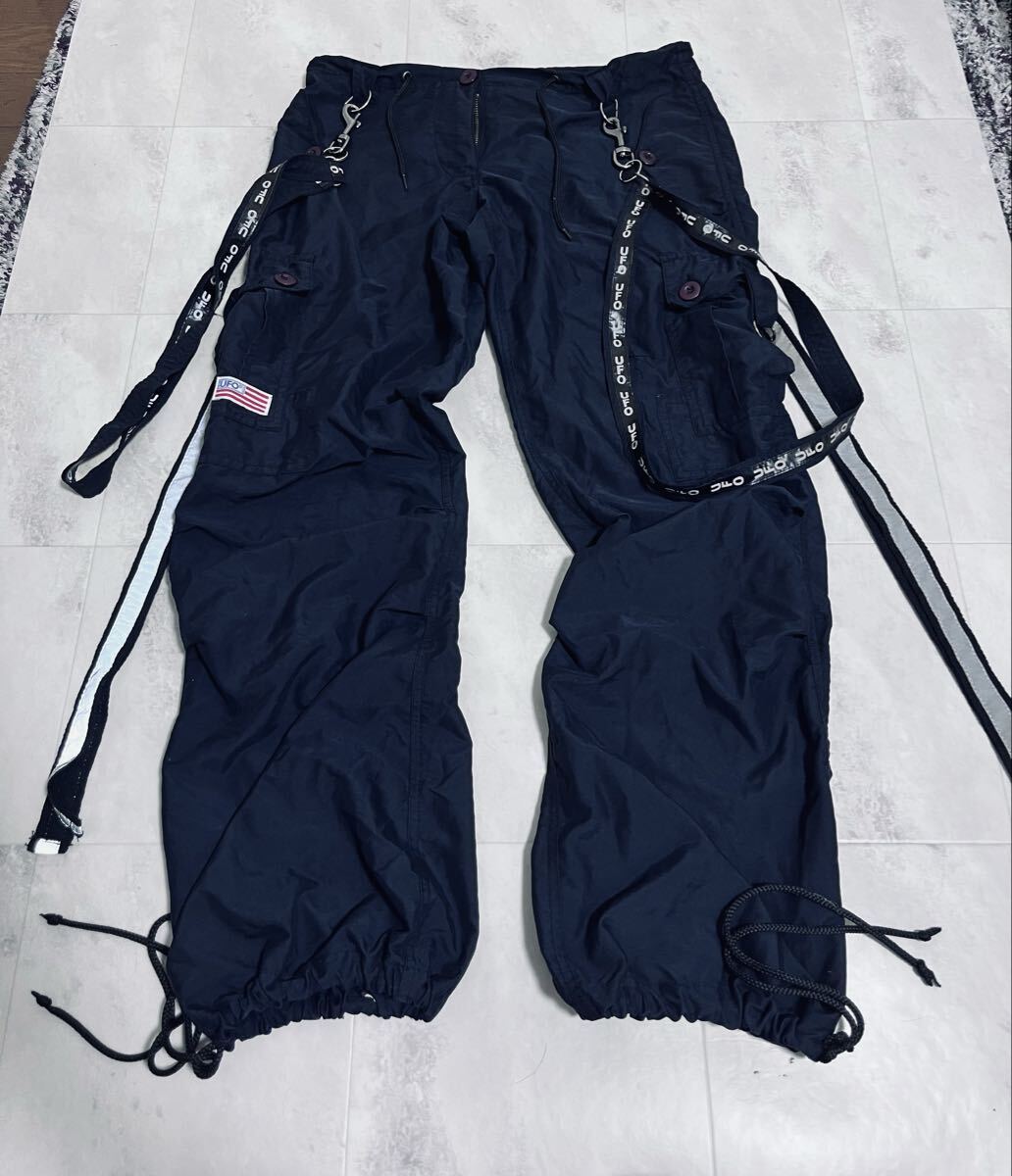 UFO JEANS ユーフォージーンズ パラシュートパンツダンス リフレクター付きカーゴパンツ ダンスウェア 黒_画像1