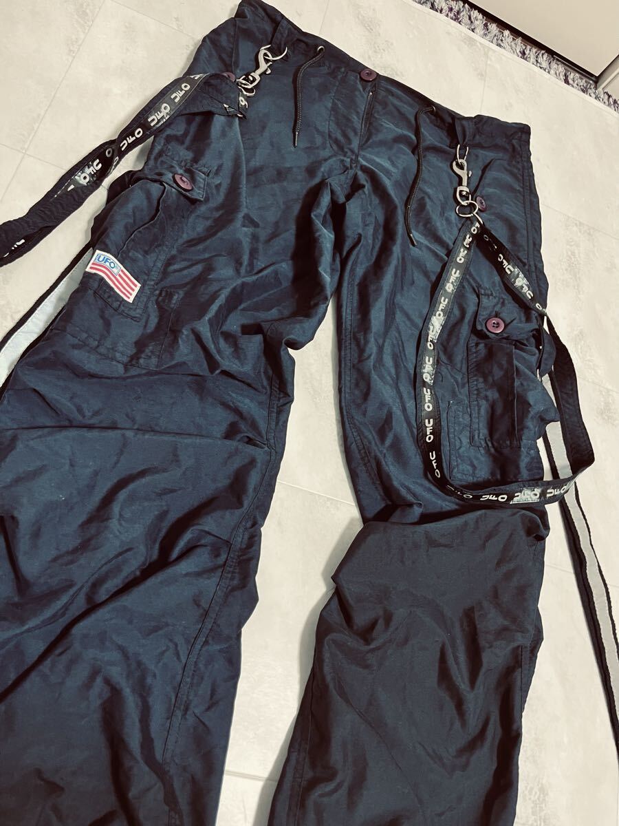 UFO JEANS ユーフォージーンズ パラシュートパンツダンス リフレクター付きカーゴパンツ ダンスウェア 黒_画像2