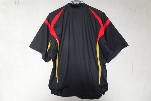 Mizuno Pro/ミズノ/半袖プルオーバー/ジャージ系素材/ハーフジップ/赤?黃切替/裾サイドゴム/スポーツ/黒/ブラック/Lサイズ(9/24R7)
