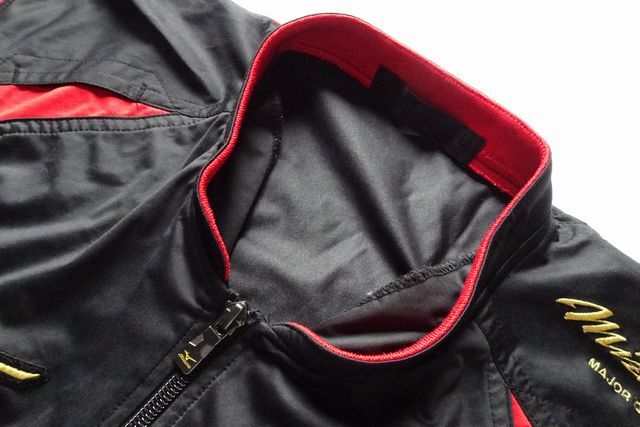 Mizuno Pro/ミズノ/半袖プルオーバー/ジャージ系素材/ハーフジップ/赤?黃切替/裾サイドゴム/スポーツ/黒/ブラック/Lサイズ(9/24R7)