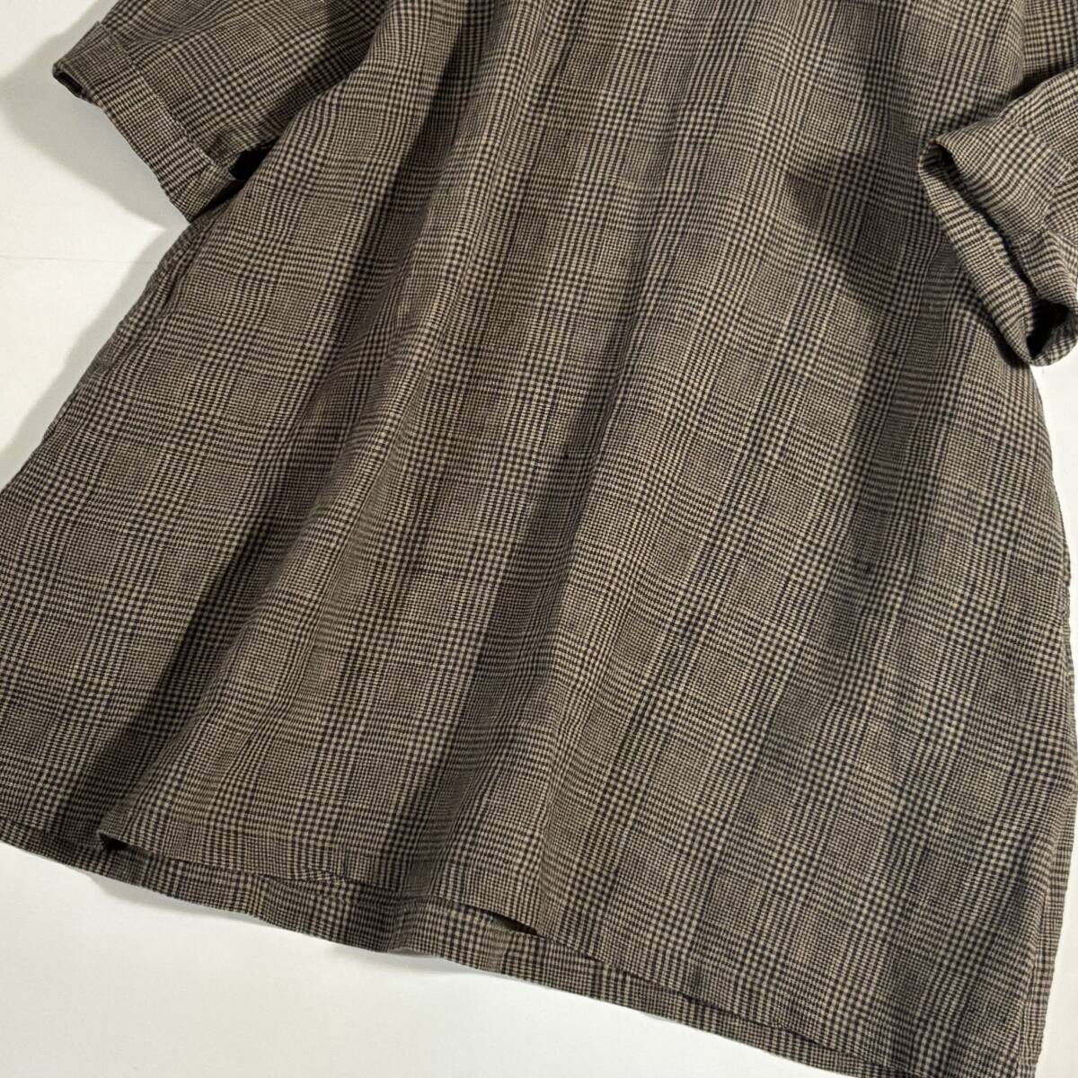 日本制　homeworking　ホームワーキング　ゆったりサイズF　//　麻?リネン100　チェック　ワンピース?、? bimg=