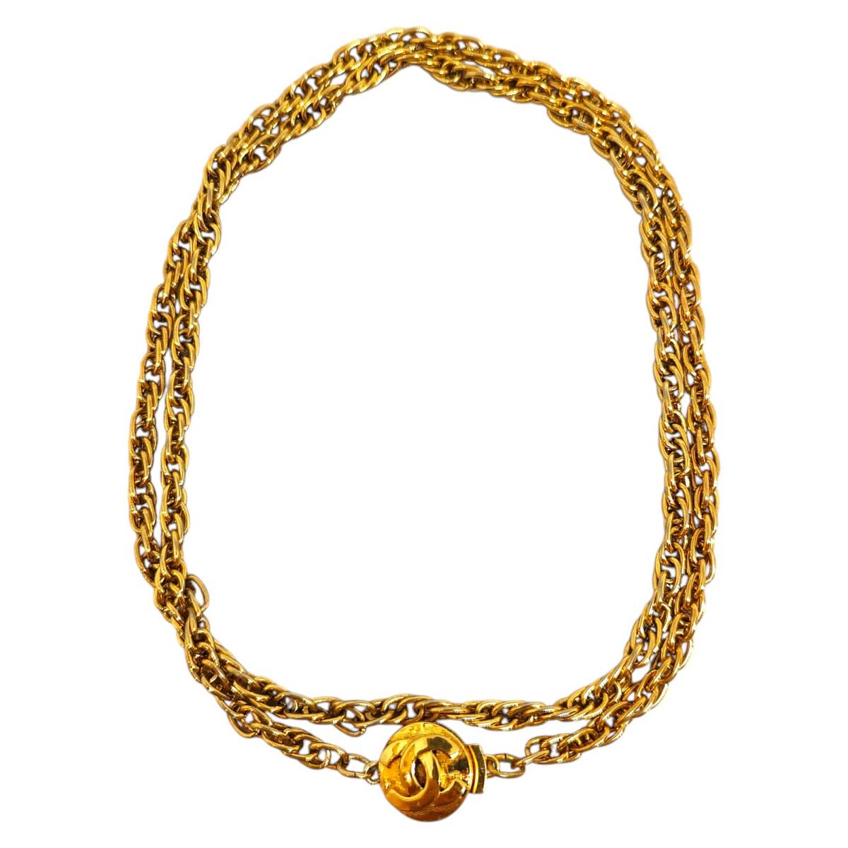 OLD CHANEL オールド シャネル ヴィンテージ ココマーク コイン モチーフ ネックレス 351 F ゴールド レディース