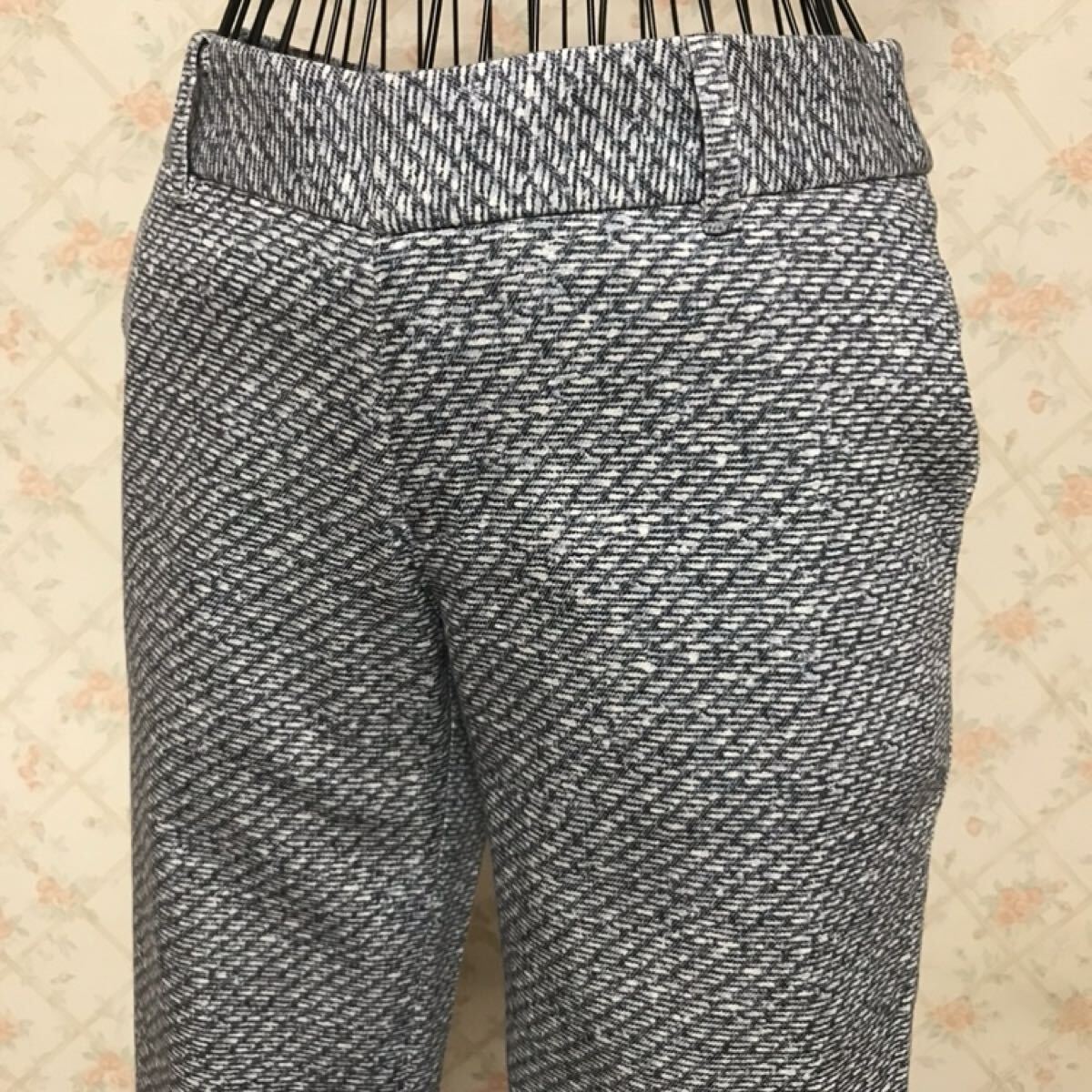 ★LAUTREAMONT/ロートレアモン★一度著用のみ★クロップドパンツ38(M.9號)ネイビー.紺.ホワイト.白.ブルー.青色.総柄.綿.春秋.ボトムス