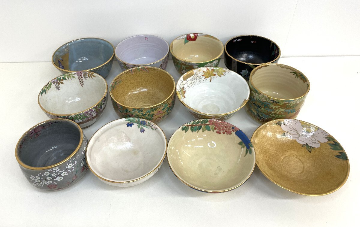 【中古品】桑野睦子 茶器 12點(diǎn)セット まとめ売り 桑野むつ子 茶碗 食器 京焼 茶道具 gt9-77