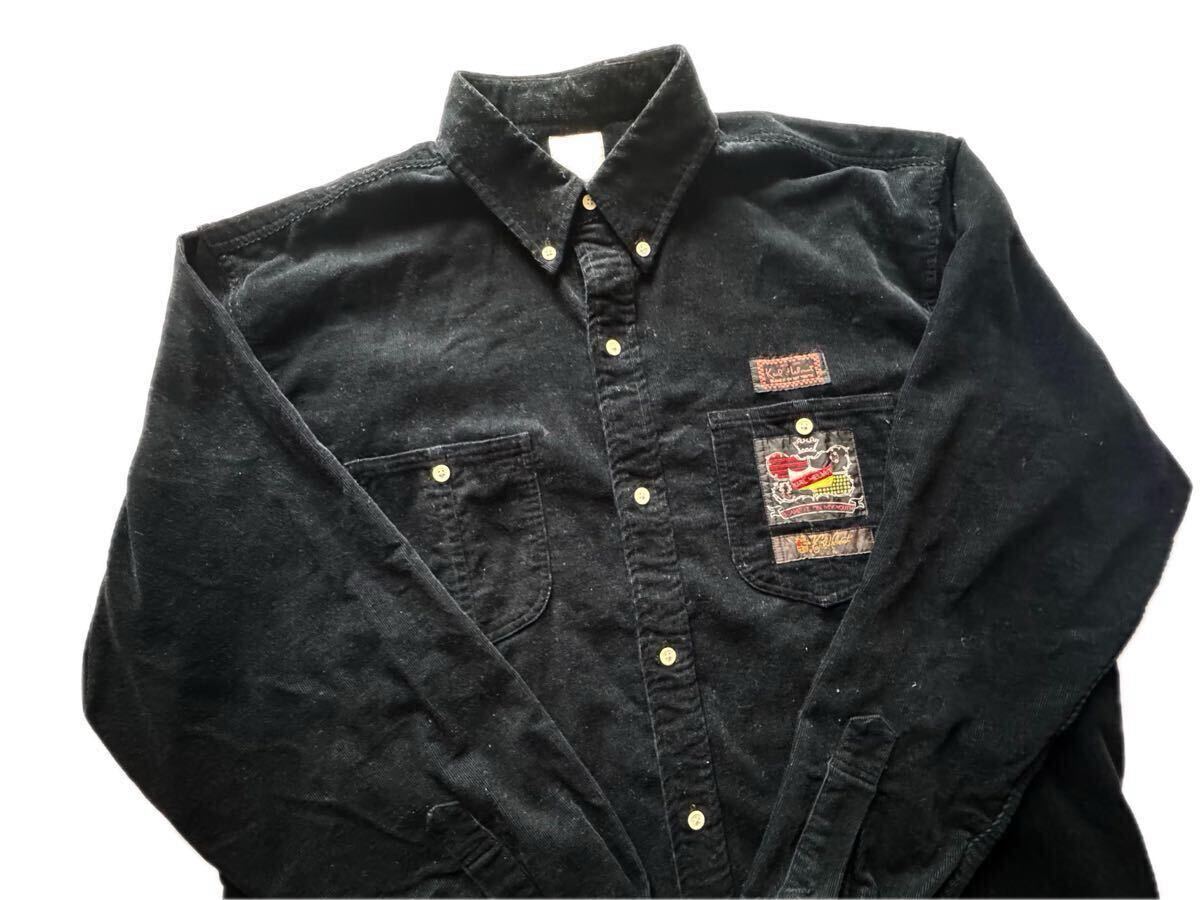 カールヘルム カジュアル シャツ コーディロイ L 胸ポケット 長袖 綿100% 黒 ピンクハウス アメカジ 秋冬春 USED メンズ ピンクハウス_画像2