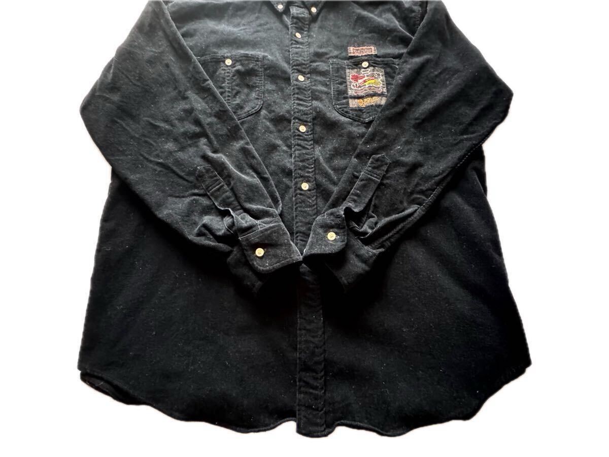 カールヘルム カジュアル シャツ コーディロイ L 胸ポケット 長袖 綿100% 黒 ピンクハウス アメカジ 秋冬春 USED メンズ ピンクハウス_画像3