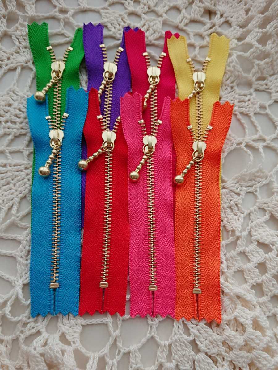 単品 YKK 18cm 1本 玉付き ゴールド 金具ファスナー 片開き 金属 お化粧バッグ ポーチに 3G_画像2