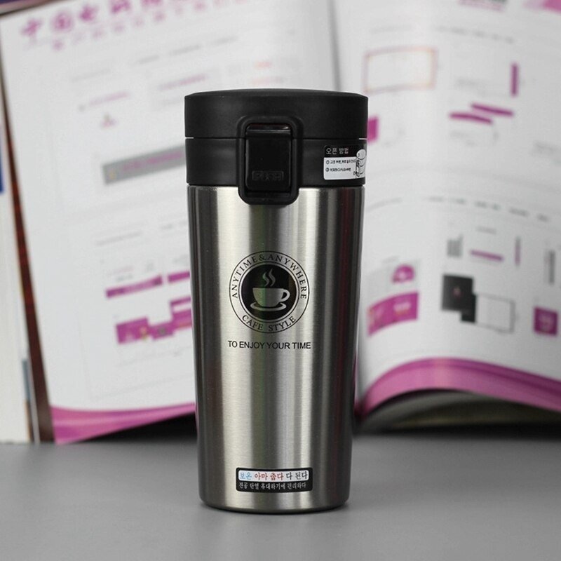 真空断熱 携帯タンブラー 370ml マグボトル 水筒 保温 ワンタッチ ステンレスマグボトル ステンレスボトル 携帯マグ ☆5色選択/1点_画像5