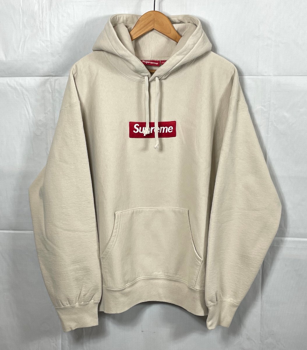 Supreme シュプリーム Box Logo Hooded Sweatshirt サイズ:L フーディー スウェット パーカー カーキ系 ベージュ系 ☆良品☆[662-0424-E3]