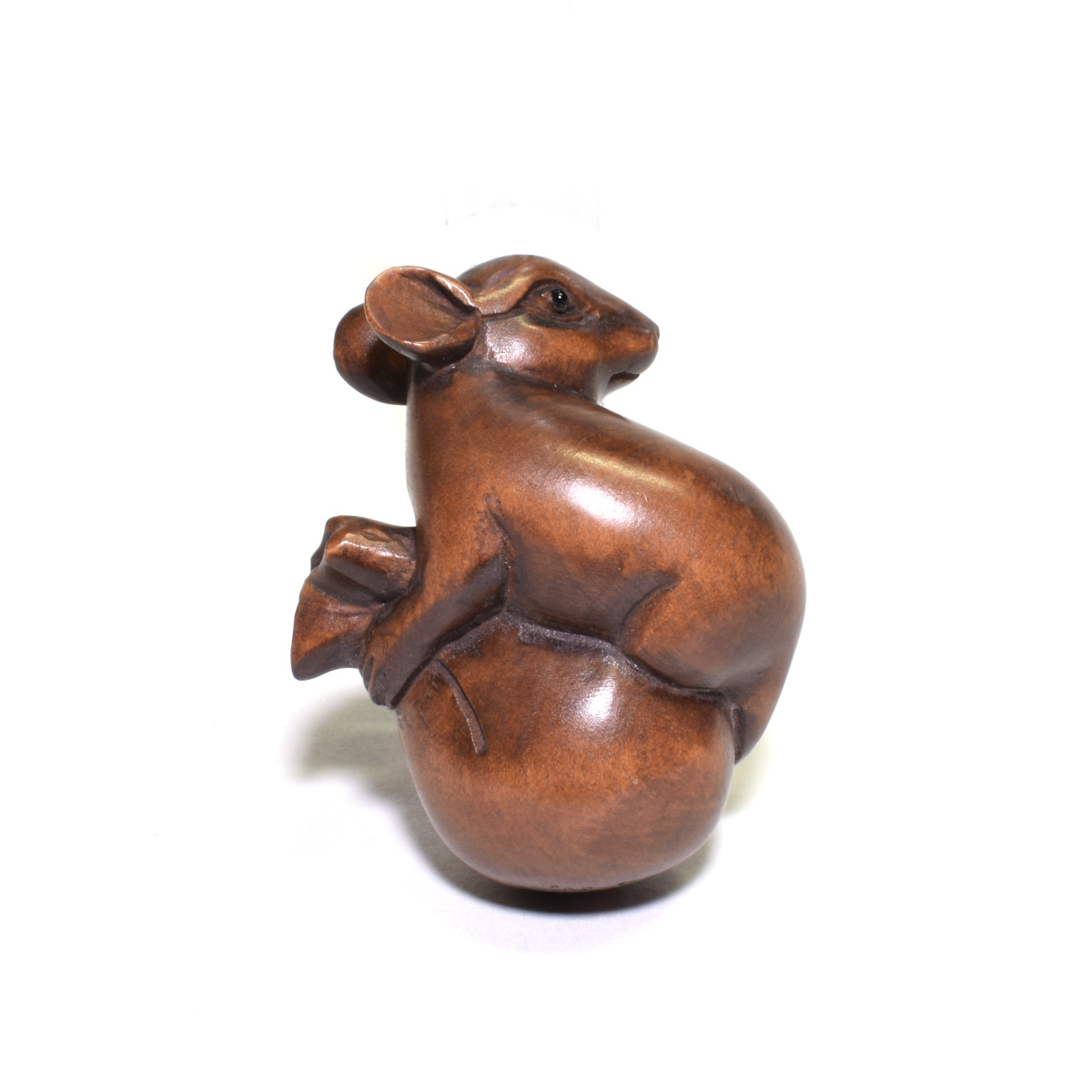  netsuke Самшит мелколистный .. пакет желтый . деликатный скульптура дерево гравюра из дерева мышь [b18-30]