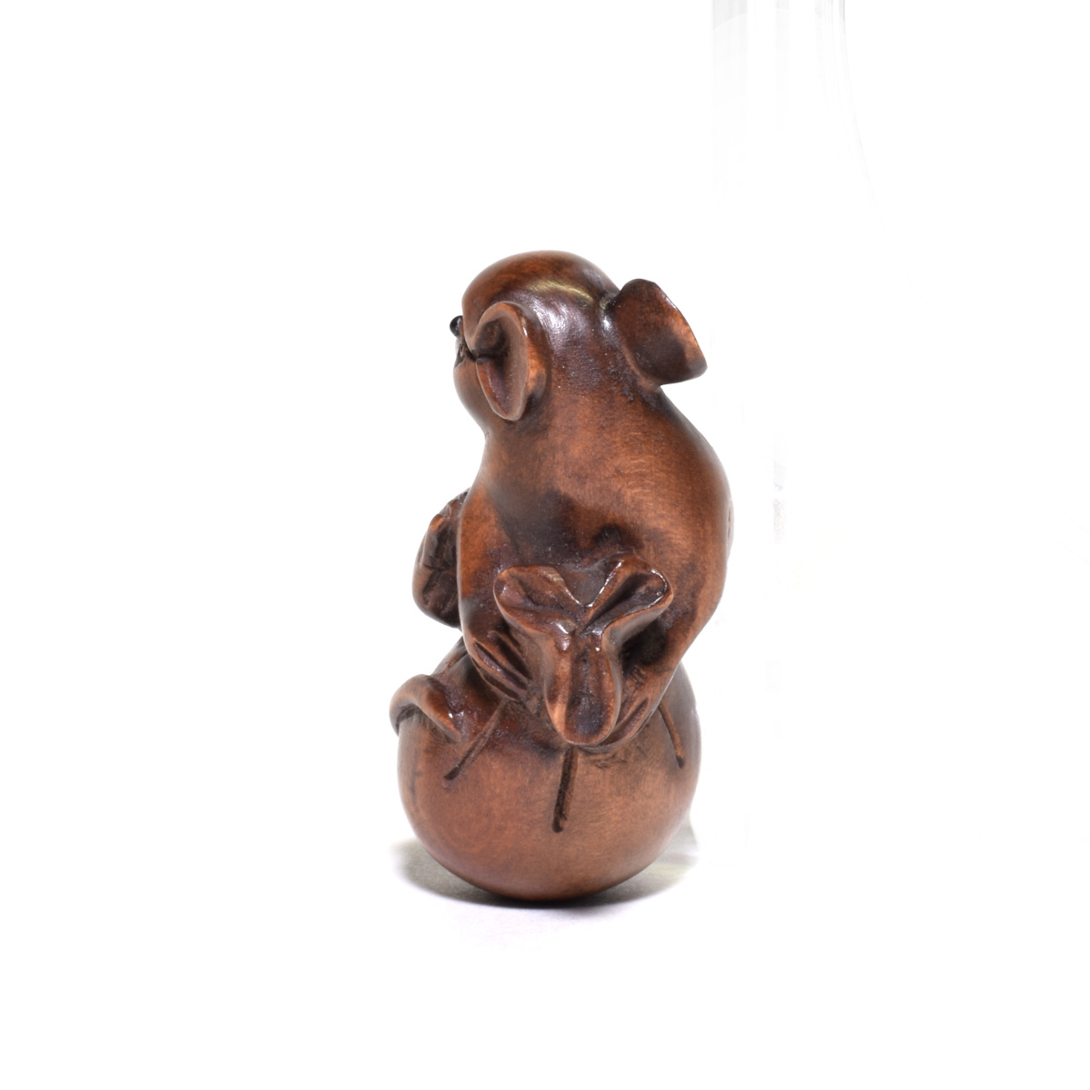  netsuke Самшит мелколистный .. пакет желтый . деликатный скульптура дерево гравюра из дерева мышь [b18-30]