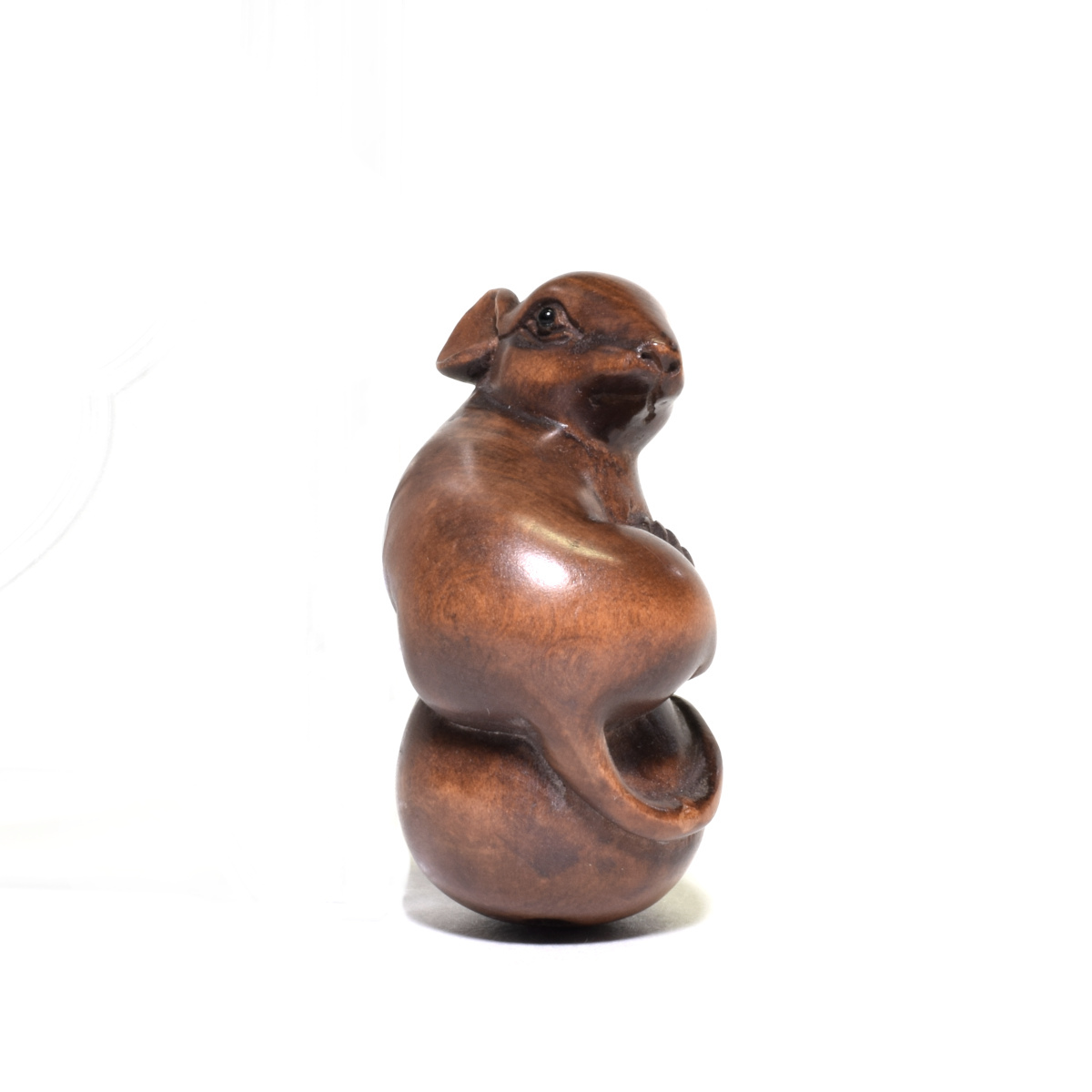  netsuke Самшит мелколистный .. пакет желтый . деликатный скульптура дерево гравюра из дерева мышь [b18-30]