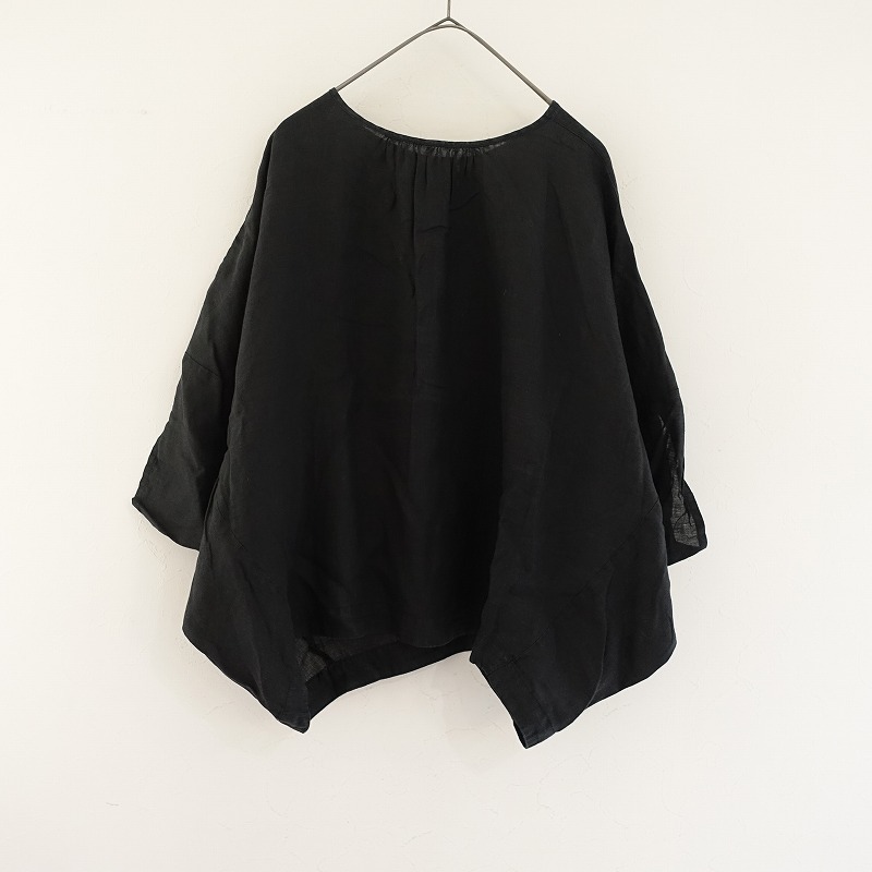 【定価1.8万】ネストローブ nest Robe *リネン2wayプルオーバー*F薄手シャツブラウスワイド変形ブラック(27-2508-115)【90I52】_画像1