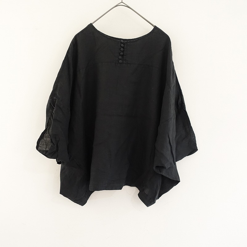 【定価1.8万】ネストローブ nest Robe *リネン2wayプルオーバー*F薄手シャツブラウスワイド変形ブラック(27-2508-115)【90I52】_画像2