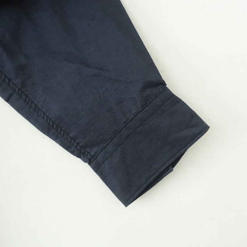 【定価2.2万】ゴーシュ *ラミーコットンローン前開きブラウス*2シャツダークネイビー無地長袖(33-2508-330)【90I52】_画像4