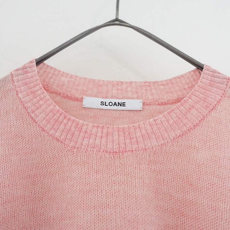 【定価1.9萬】スローン SLOANE *クルーネックニットプルオーバー*1トップス麻混ピンク半袖(1-2508-537)【31I52】