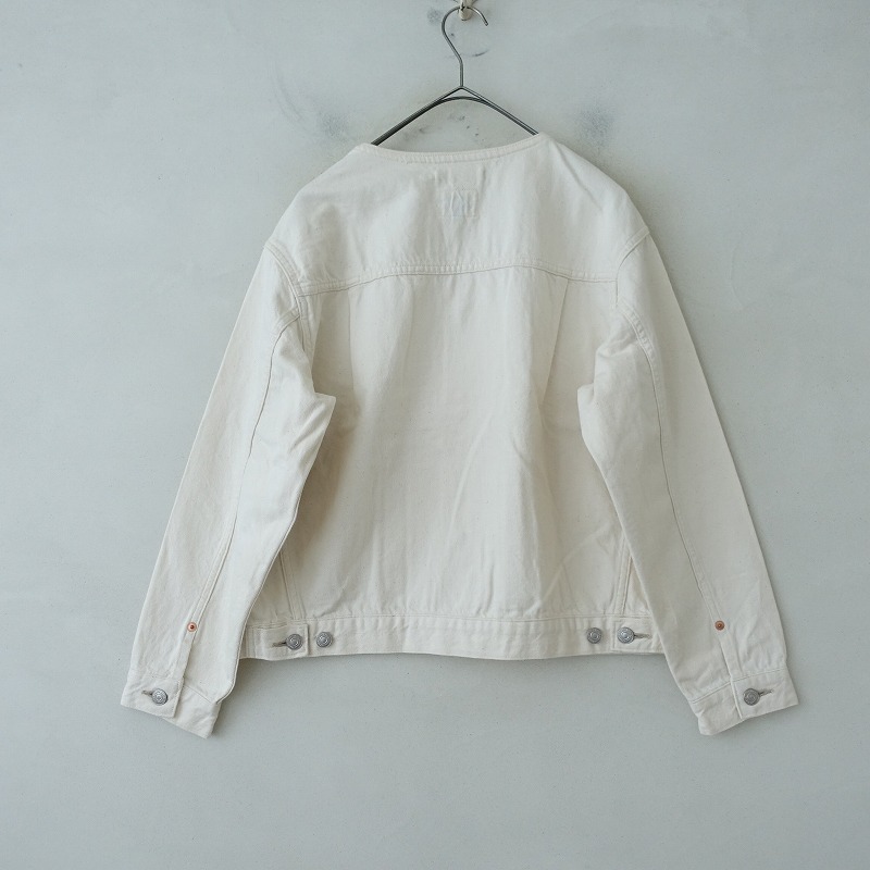 【2024SS/定価2.6万】アトリエナルセ atelier naruse *コットンデニムノーカラージャケット*38綿生成上着(jk25-2508-667)【12I52】_画像2