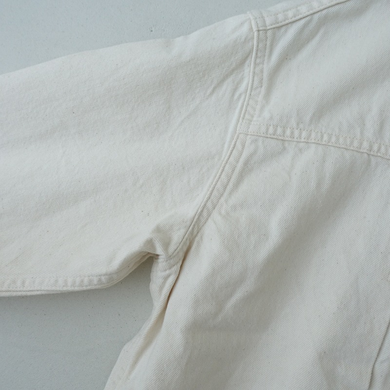 【2024SS/定価2.6万】アトリエナルセ atelier naruse *コットンデニムノーカラージャケット*38綿生成上着(jk25-2508-667)【12I52】_画像3
