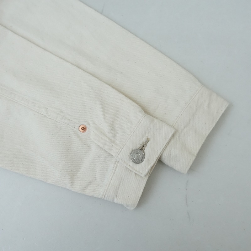 【2024SS/定価2.6万】アトリエナルセ atelier naruse *コットンデニムノーカラージャケット*38綿生成上着(jk25-2508-667)【12I52】_画像4