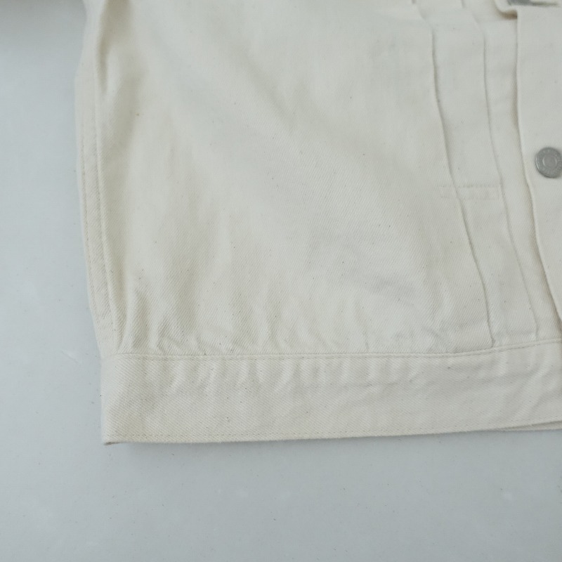 【2024SS/定価2.6万】アトリエナルセ atelier naruse *コットンデニムノーカラージャケット*38綿生成上着(jk25-2508-667)【12I52】_画像5