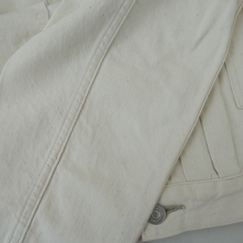 【2024SS/定価2.6万】アトリエナルセ atelier naruse *コットンデニムノーカラージャケット*38綿生成上着(jk25-2508-667)【12I52】_画像6