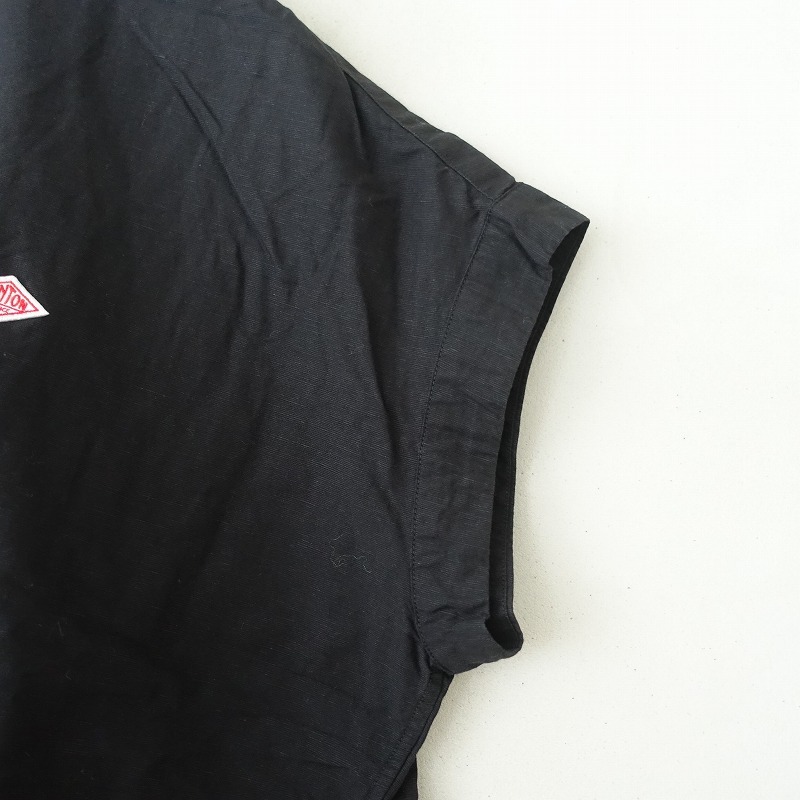 ダントン DANTON *コットンリネンフレンチスリーブシャツ*38ブラウス黒ブラックトップスワイド(1-2508-433)【12I52】