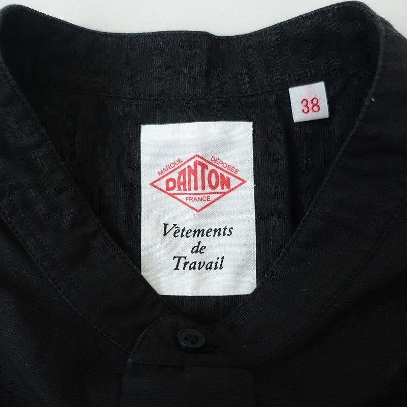 ダントン DANTON *コットンリネンフレンチスリーブシャツ*38ブラウス黒ブラックトップスワイド(1-2508-433)【12I52】