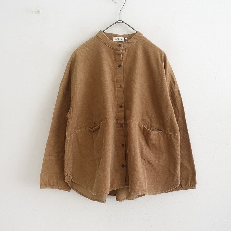 ディージーワイ Dgy*コーデュロイバンドカラーシャツジャケット*Ｍブラウンゆったり羽織ドロップショルダー(2-2508-641)【42I52】_画像1