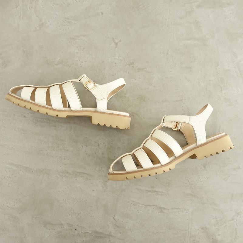 【定価2.2万】卑弥呼 HIMIKO *グルカサンダル 23.5/23.5*リザード型押しレザー皮革0925(sh10-2509-9)【62I52】_画像6