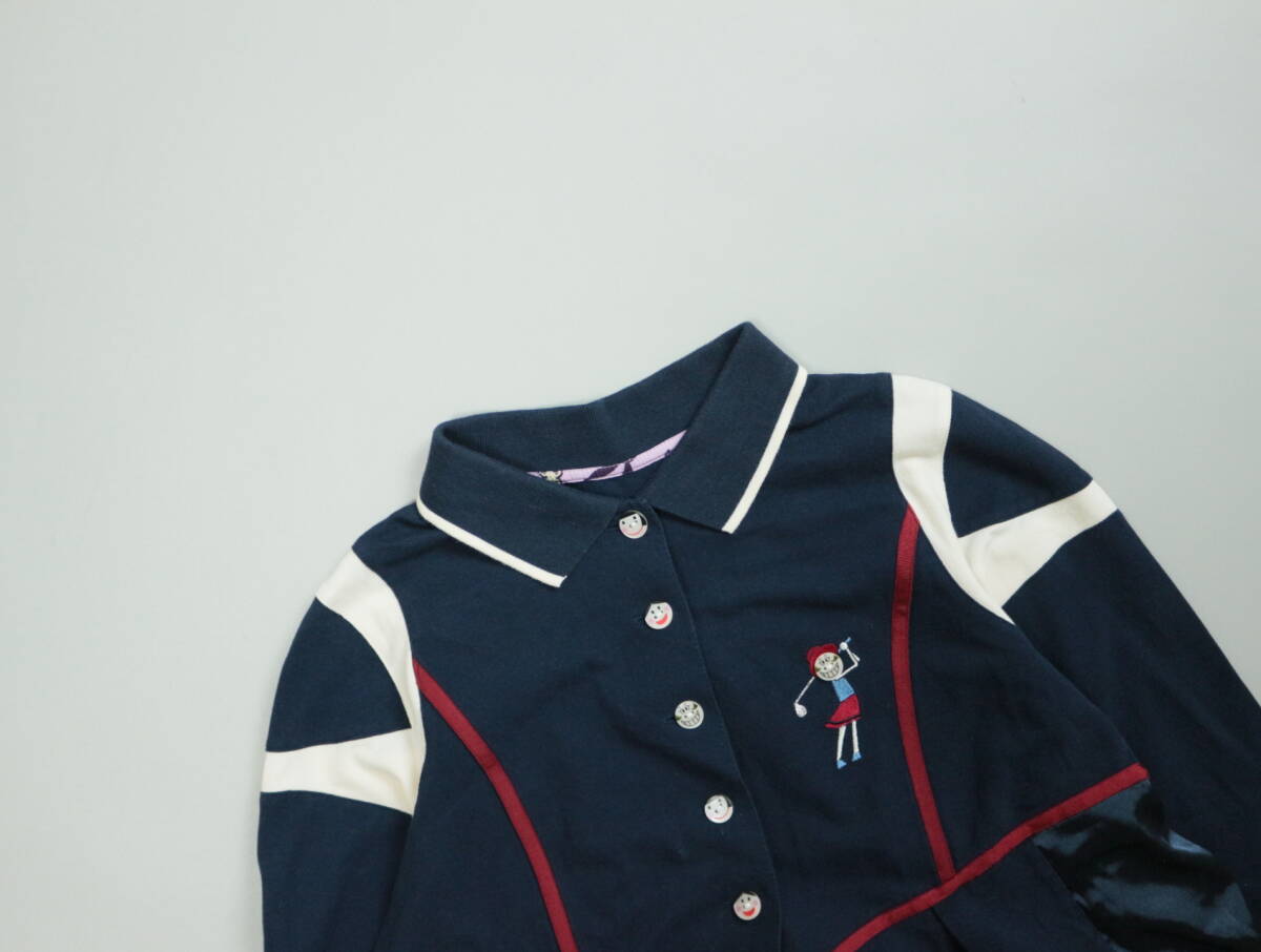 B216/OLLEBOREBLA/Alberobello/アルベロベロ/ポロワンピース/レース/ネイビー/日本制/美品/プルオーバーワンピース/