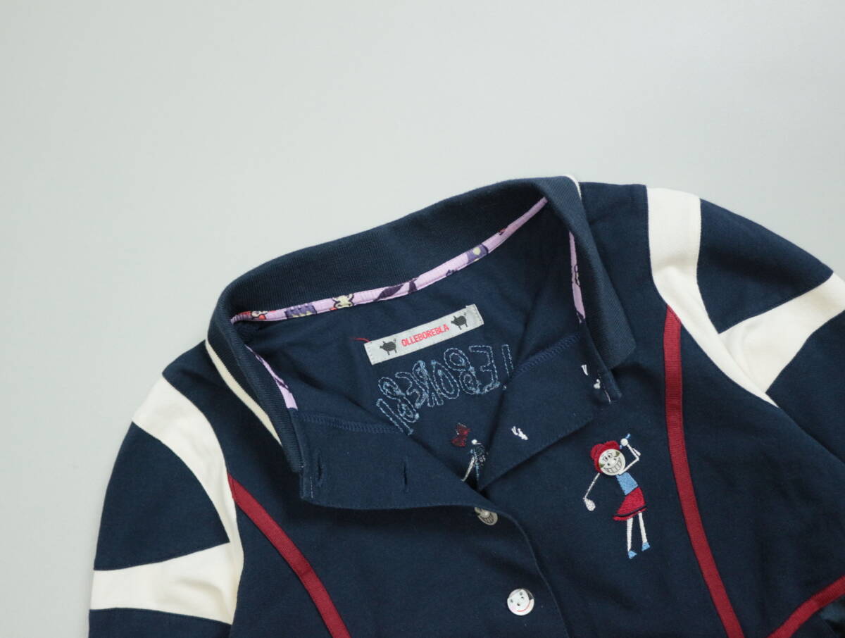 B216/OLLEBOREBLA/Alberobello/アルベロベロ/ポロワンピース/レース/ネイビー/日本制/美品/プルオーバーワンピース/