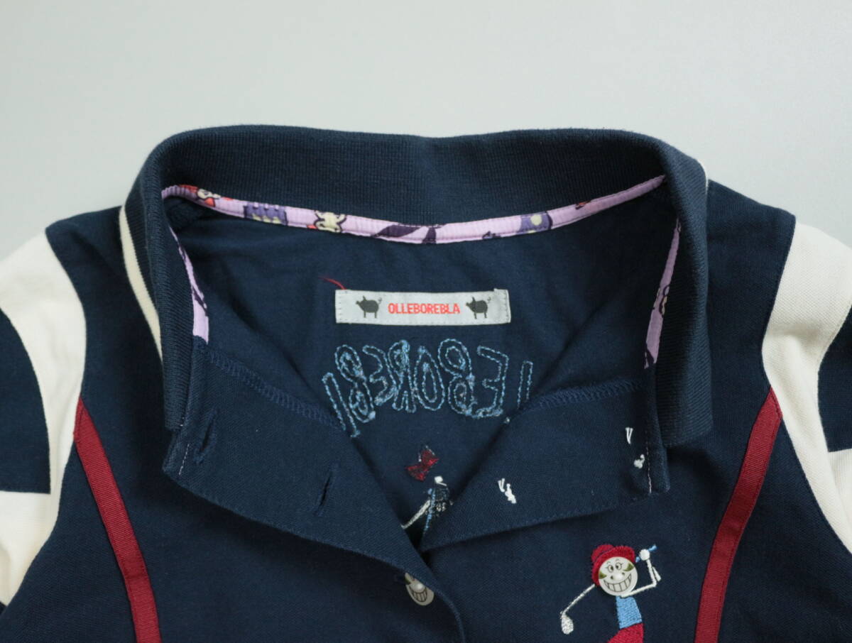 B216/OLLEBOREBLA/Alberobello/アルベロベロ/ポロワンピース/レース/ネイビー/日本制/美品/プルオーバーワンピース/