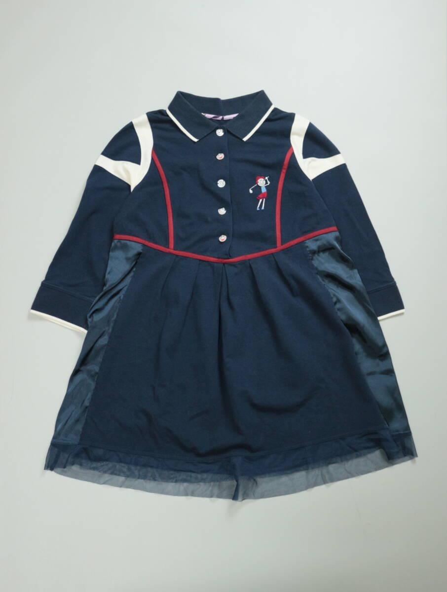 B216/OLLEBOREBLA/Alberobello/アルベロベロ/ポロワンピース/レース/ネイビー/日本制/美品/プルオーバーワンピース/