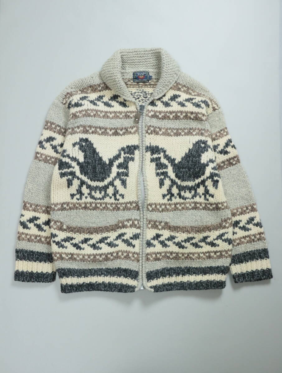 B231/CHAPS RALPH LAUREN/チャップス/ラルフローレン/カウチンセーター/サンダーバード柄/ショールカラー/肉厚/セーター/ニット/Lサイズ/