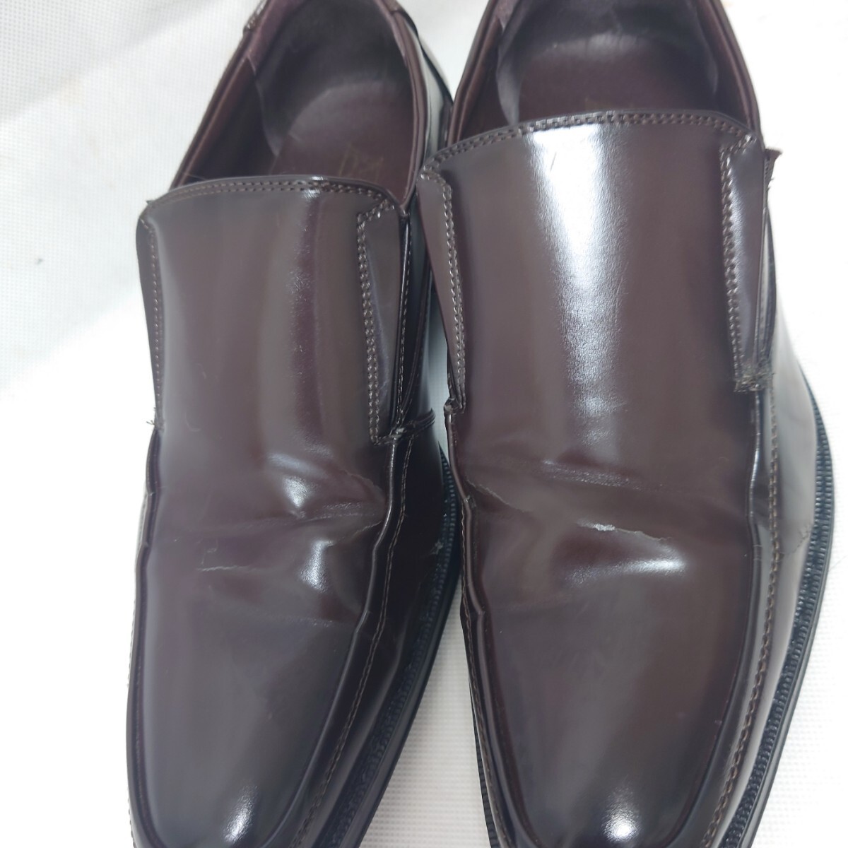 【送料込】スクウェアトゥ スリッポン ローファー ダークブラウン 25.5cm_画像2