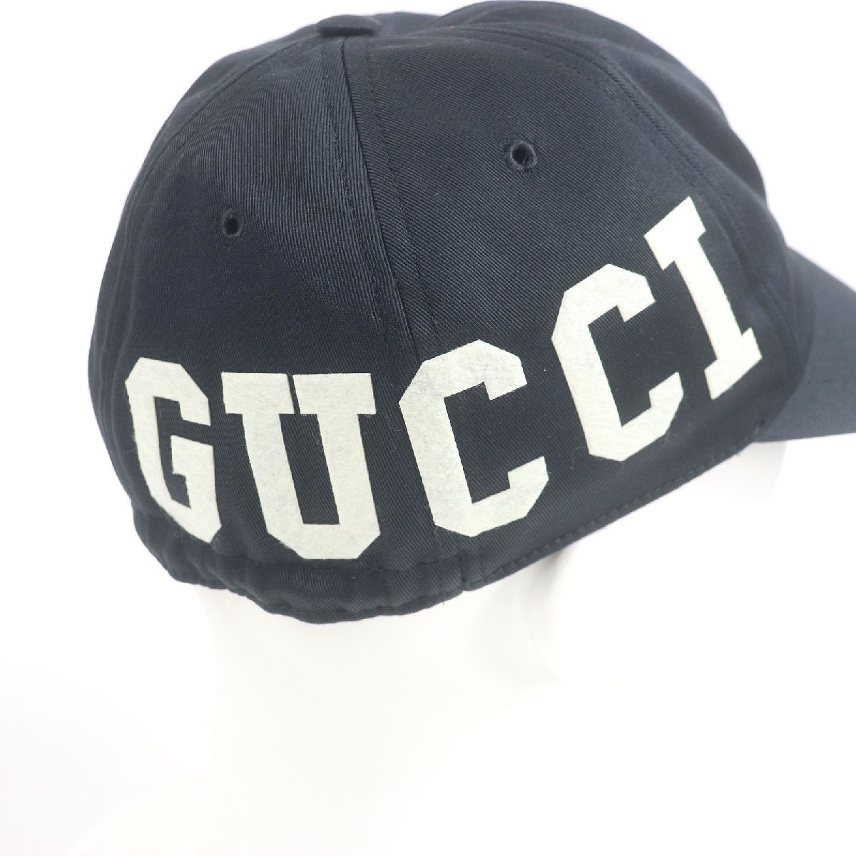 未使用品□GUCCI グッチ 2023年製 751400 コットン100％ ロゴワッペン ベースボールキャップ 黒 イタリア製 正規品 メンズ レディース