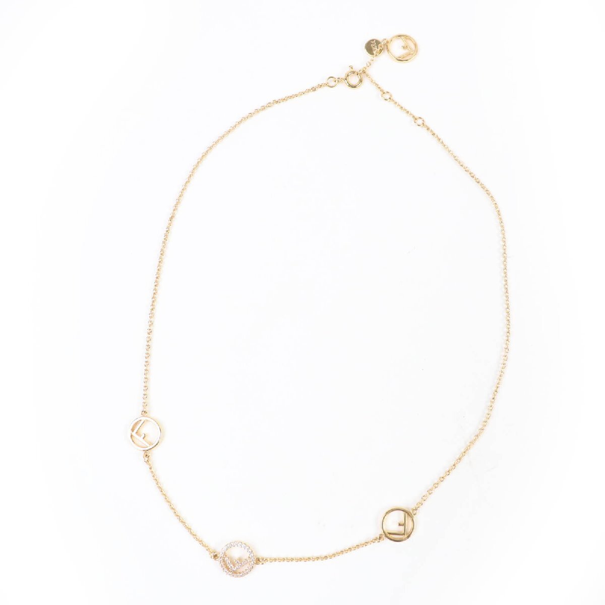  превосходный товар *FENDI Fendi efiz Fendi колье crystal есть Gold с коробкой Италия производства женский 