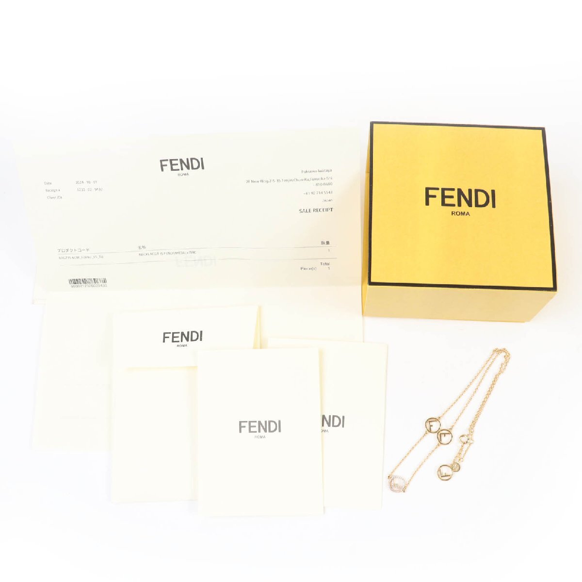  превосходный товар *FENDI Fendi efiz Fendi колье crystal есть Gold с коробкой Италия производства женский 