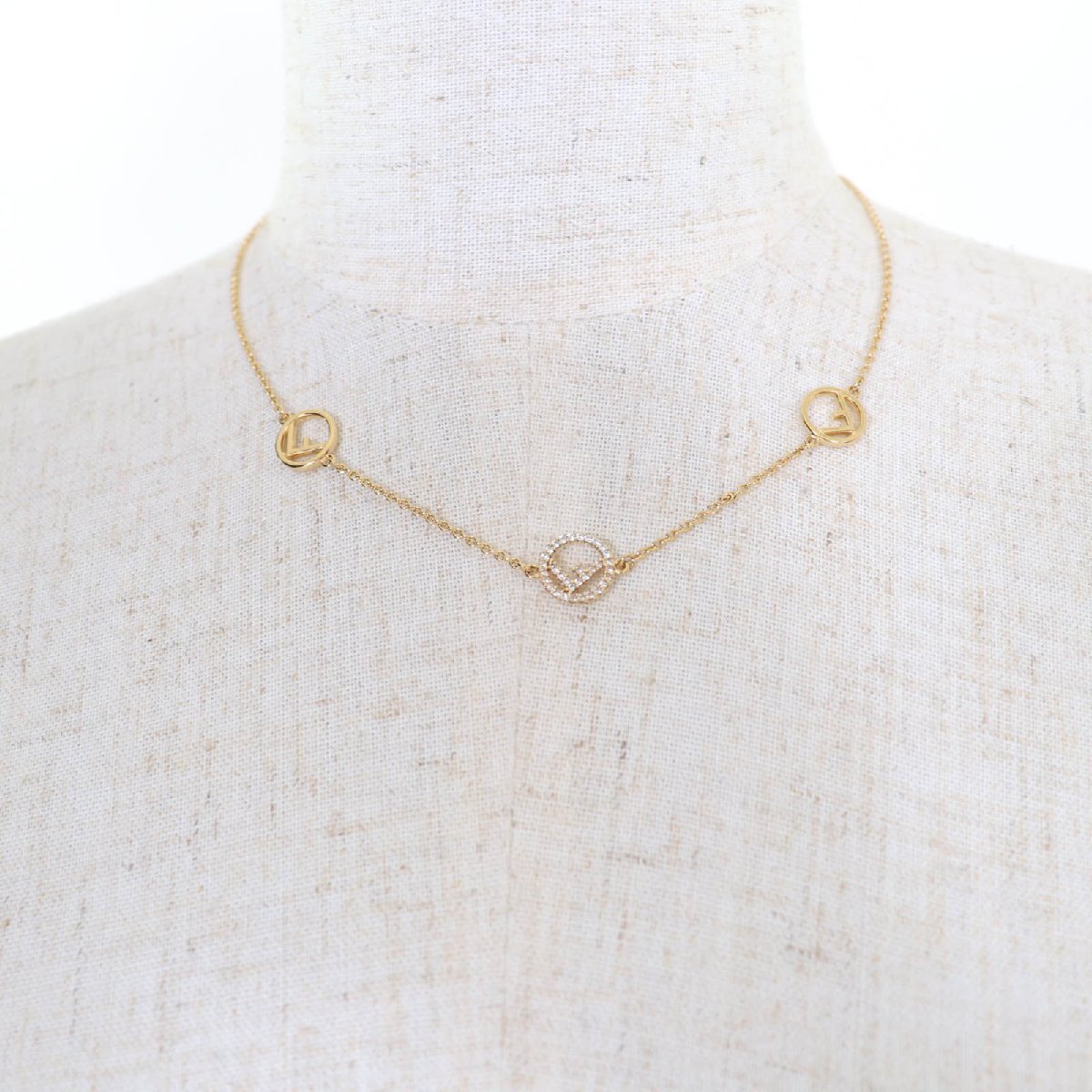  превосходный товар *FENDI Fendi efiz Fendi колье crystal есть Gold с коробкой Италия производства женский 