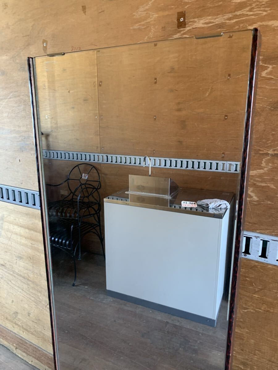 ①【現地引き取り限定】鎌倉彫 姿見 全身鏡 ミラー 古家具 インテリア 千葉県　ご_画像2