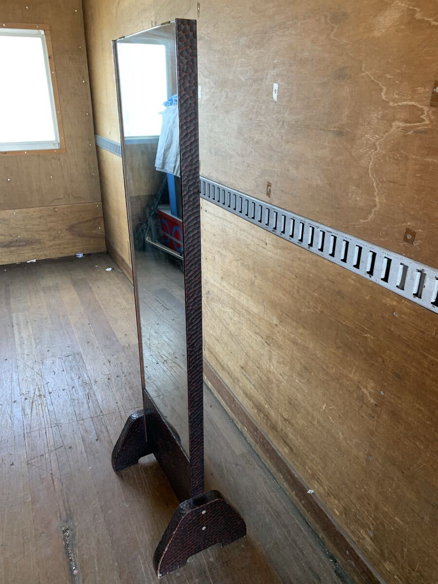 ①【現地引き取り限定】鎌倉彫 姿見 全身鏡 ミラー 古家具 インテリア 千葉県　ご_画像5