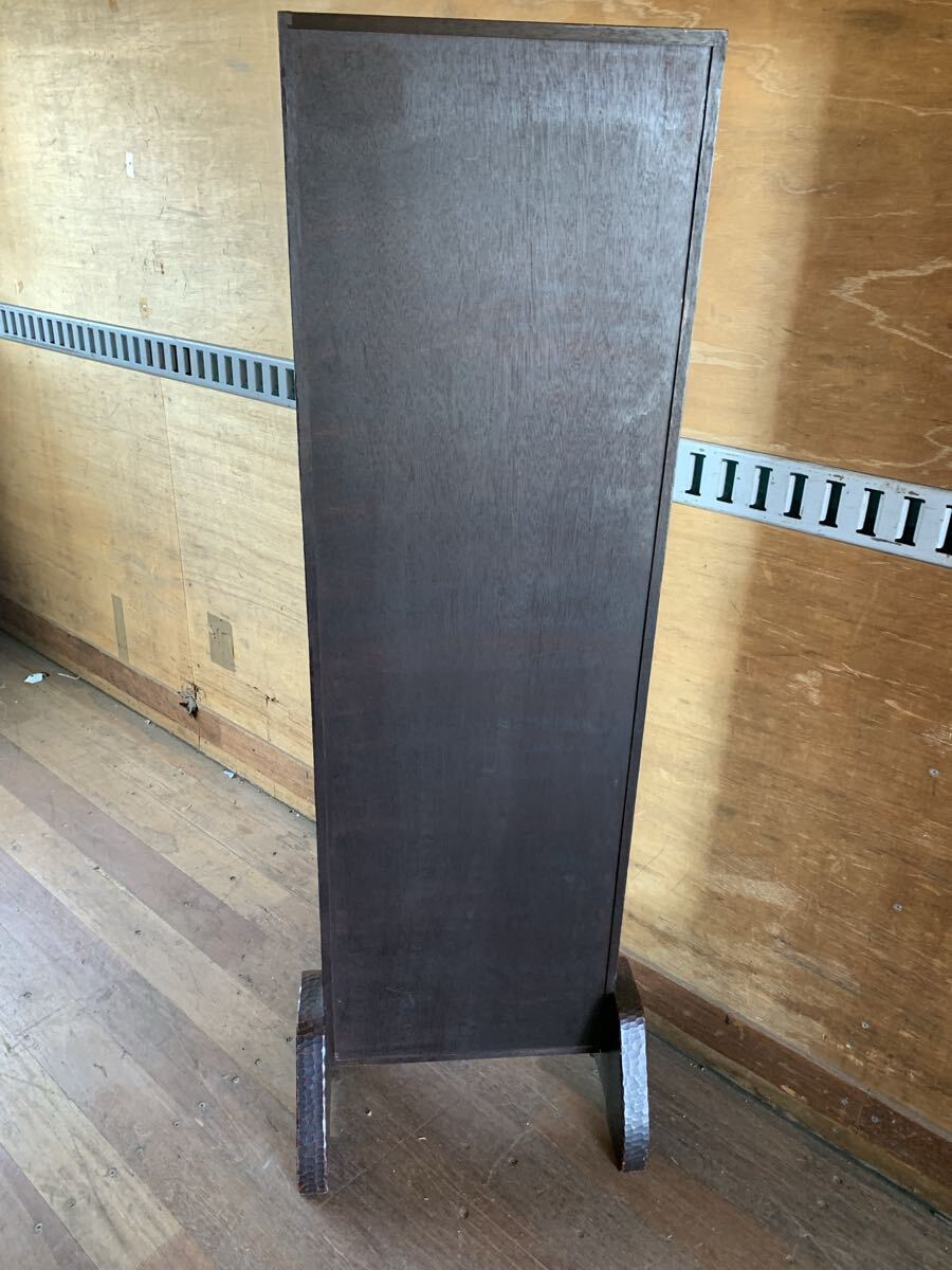 ①【現地引き取り限定】鎌倉彫 姿見 全身鏡 ミラー 古家具 インテリア 千葉県　ご_画像7