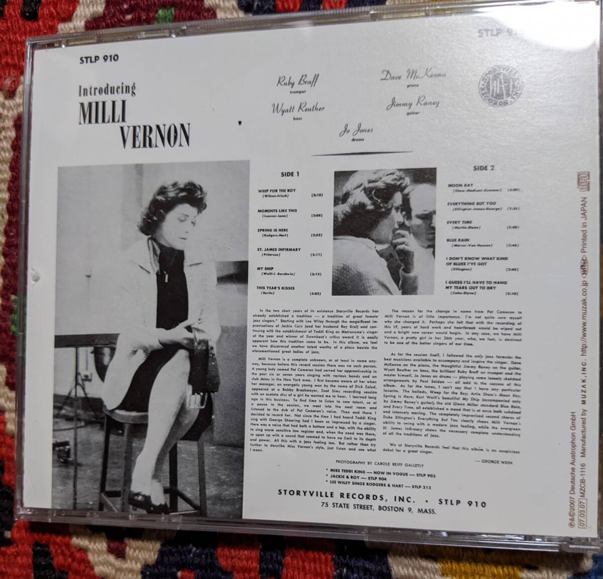 50's ミリー・ヴァーノン Milli Vernon (CD)/ イントロデューシング Introducing Storyville MZCB-1116 1956年_画像3