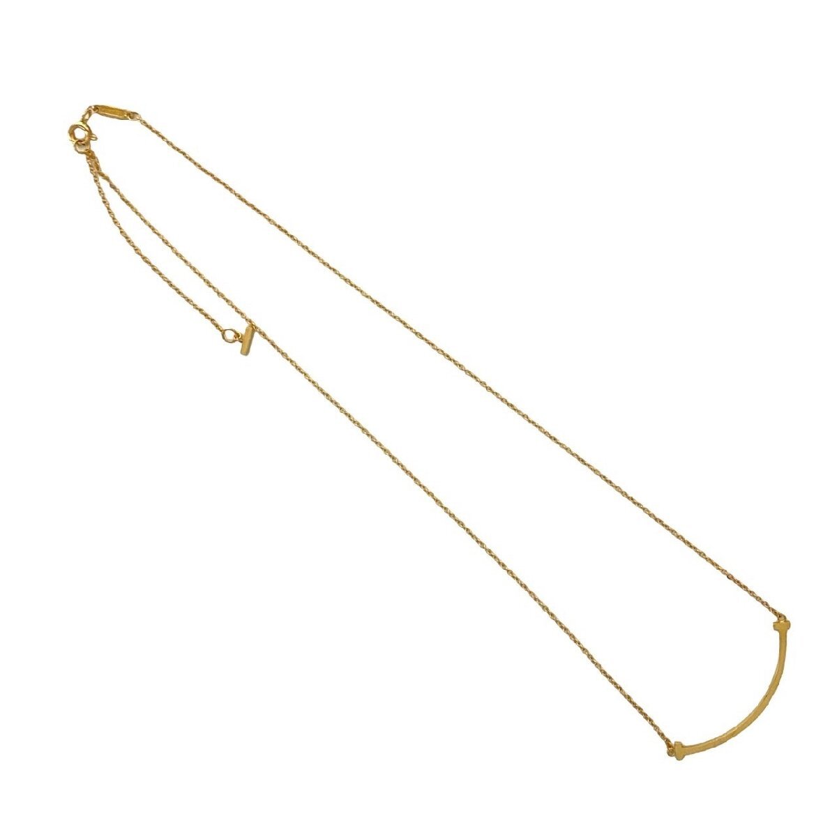 極 美品 箱付 TIFFANY&Co. ティファニー T スマイル ネックレス K18ゴールド チェーン ネックレス ペンダント アクセサリー ゴールド 428-6_画像4
