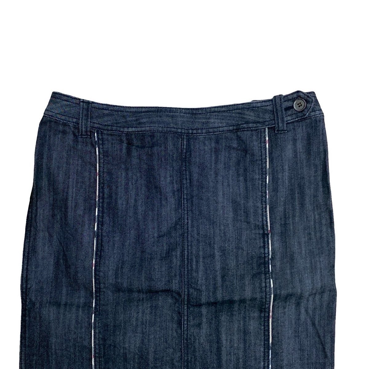 極 美品 BURBERRY LONDON バーバリー ロンドン ノバチェック デニム タイト スカート 44サイズ レディース ブラック 134-7